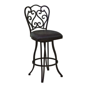 HomeRoots 26" Elegant Espresso Swivel Counter Bar Chair with Vintage Scroll-Back Design for Stylish Comfort 477206