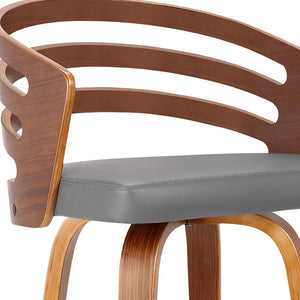 Homeroots 30" Gray And Brown Iron Swivel Low Back Bar Height Bar Chair   477214