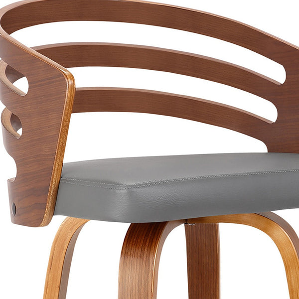 Homeroots 30" Gray And Brown Iron Swivel Low Back Bar Height Bar Chair   477214