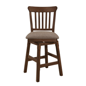 English Elm Dark Dark Brown Finish SwiveL Counter Height Chairs Set of 2 — Industrial Upholstered Seat, Storage Accent, 26" Seat Height B011P294305