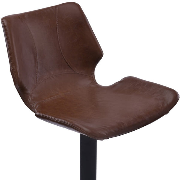 HomeRoots 21" Stylish Coffee Faux Leather Swivel Bar Chair with Adjustable Height & Sturdy Iron Frame 477221