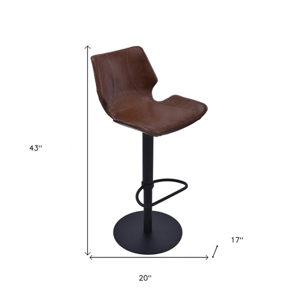 HomeRoots 21" Stylish Coffee Faux Leather Swivel Bar Chair with Adjustable Height & Sturdy Iron Frame 477221