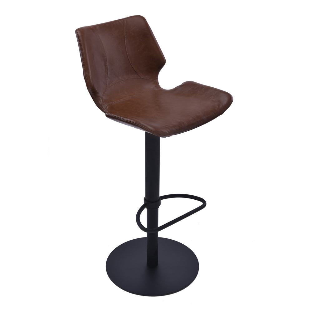 Homeroots 21" Coffee And Black Faux Leather And Iron Swivel Low Back Adjustable Height Bar Chair   477221