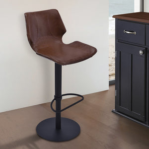 HomeRoots 21" Stylish Coffee Faux Leather Swivel Bar Chair with Adjustable Height & Sturdy Iron Frame 477221