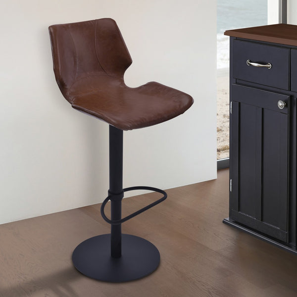 HomeRoots 21" Stylish Coffee Faux Leather Swivel Bar Chair with Adjustable Height & Sturdy Iron Frame 477221