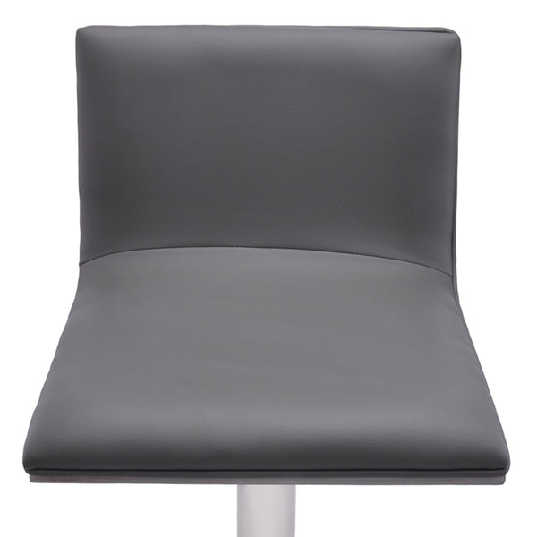 Homeroots 21" Gray And Silver Iron Swivel Backless Adjustable Height Bar Chair   477224