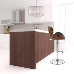 HomeRoots 25" Stylish Black & Silver Faux Leather Swivel Bar Chair with Adjustable Height & Ergonomic Comfort 477227
