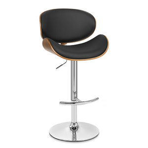 HomeRoots 25" Stylish Black & Silver Faux Leather Swivel Bar Chair with Adjustable Height & Ergonomic Comfort 477227