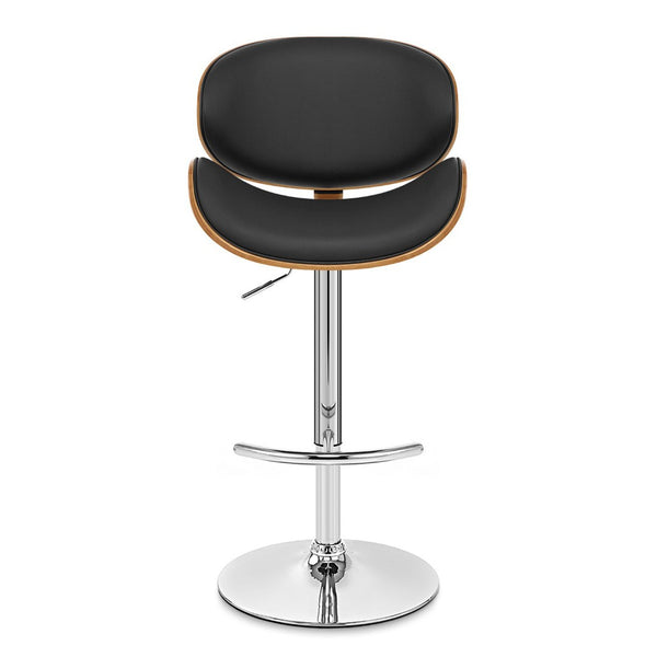 HomeRoots 25" Stylish Black & Silver Faux Leather Swivel Bar Chair with Adjustable Height & Ergonomic Comfort 477227