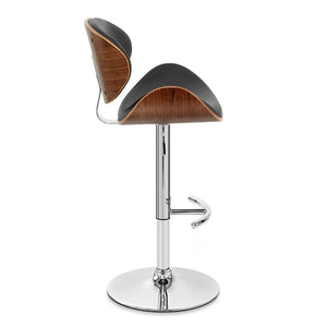 HomeRoots 25" Stylish Black & Silver Faux Leather Swivel Bar Chair with Adjustable Height & Ergonomic Comfort 477227