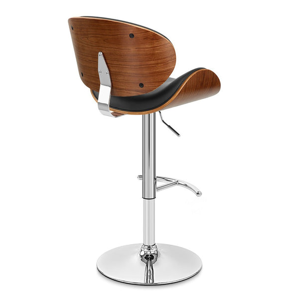HomeRoots 25" Stylish Black & Silver Faux Leather Swivel Bar Chair with Adjustable Height & Ergonomic Comfort 477227