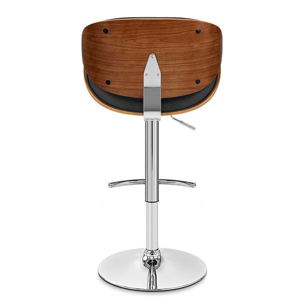 HomeRoots 25" Stylish Black & Silver Faux Leather Swivel Bar Chair with Adjustable Height & Ergonomic Comfort 477227