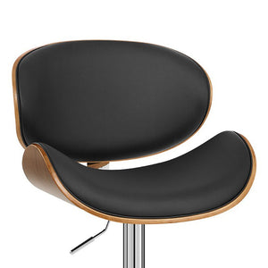HomeRoots 25" Stylish Black & Silver Faux Leather Swivel Bar Chair with Adjustable Height & Ergonomic Comfort 477227