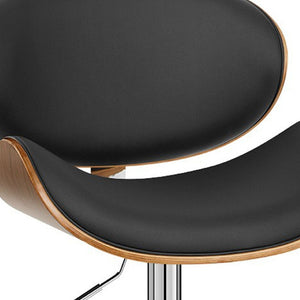 HomeRoots 25" Stylish Black & Silver Faux Leather Swivel Bar Chair with Adjustable Height & Ergonomic Comfort 477227