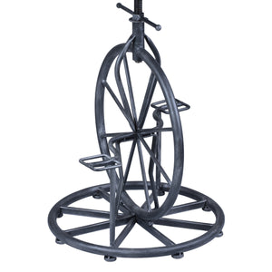 Homeroots Brown And Gray Solid Wood With Iron Swivel Backless Adjustable Height Bar Chair   477228