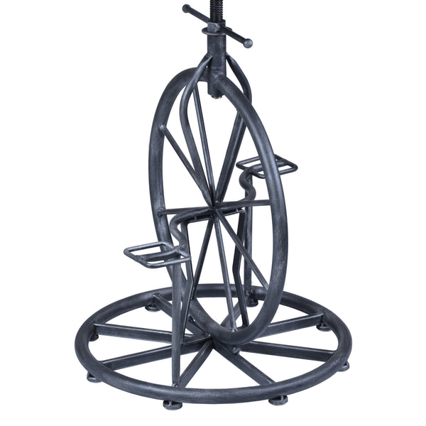 Homeroots Brown And Gray Solid Wood With Iron Swivel Backless Adjustable Height Bar Chair   477228