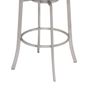 Homeroots 26" White And Silver Faux Leather And Iron Swivel Low Back Counter Height Bar Chair   477232
