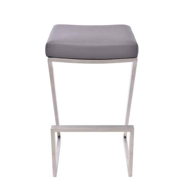 Homeroots 26" Gray And Silver Iron Backless Counter Height Bar Chair   477236