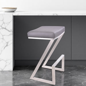 Homeroots 26" Gray And Silver Iron Backless Counter Height Bar Chair   477236