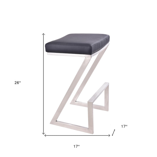 Homeroots 26" Gray And Silver Iron Backless Counter Height Bar Chair   477238