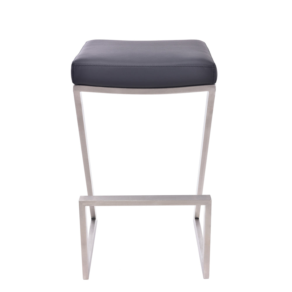 Homeroots 26" Gray And Silver Iron Backless Counter Height Bar Chair   477238