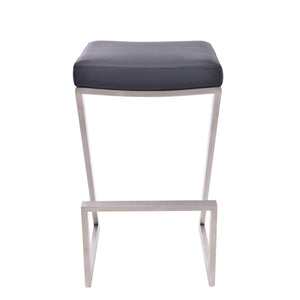 Homeroots 26" Gray And Silver Iron Backless Counter Height Bar Chair   477238