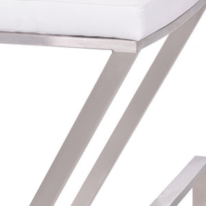 Homeroots 26" White And Silver Iron Backless Counter Height Bar Chair   477240