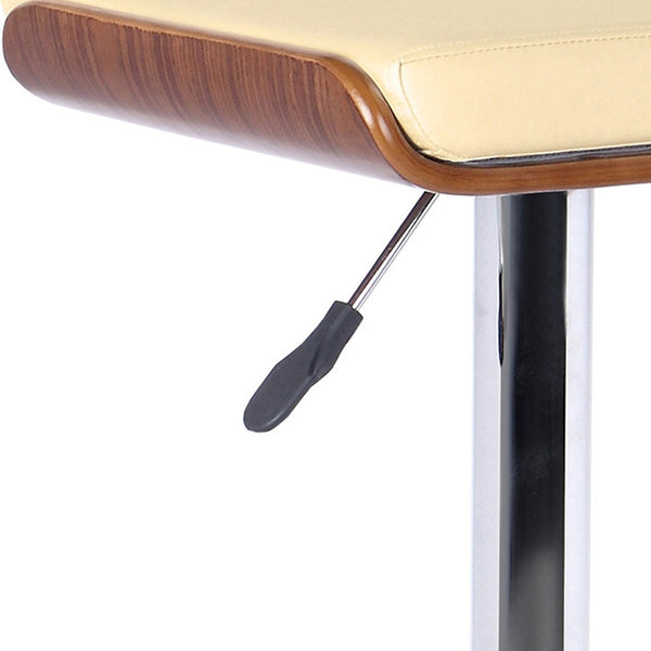 Homeroots 24" Cream And Silver Iron Backless Adjustable Height Bar Chair   477243