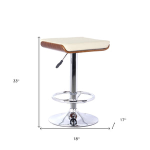 Homeroots 24" Cream And Silver Iron Backless Adjustable Height Bar Chair   477243