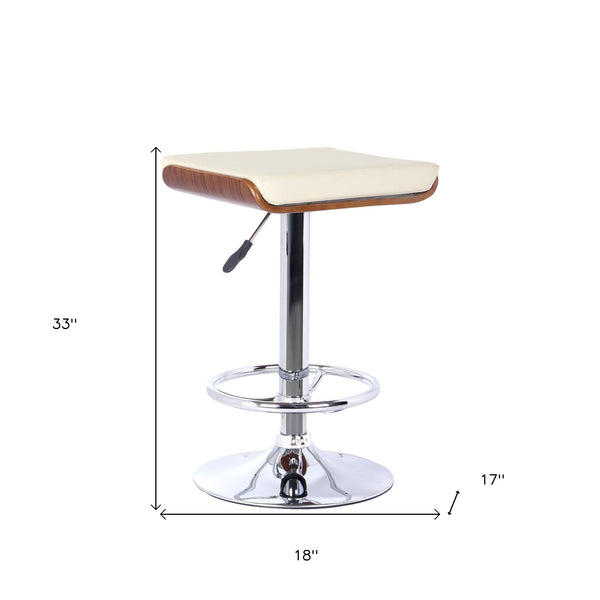 Homeroots 24" Cream And Silver Iron Backless Adjustable Height Bar Chair   477243