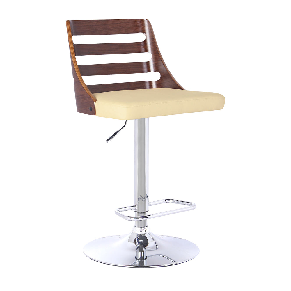 Homeroots 24" Cream And Silver Faux Leather And Iron Low Back Adjustable Height Bar Chair   477246