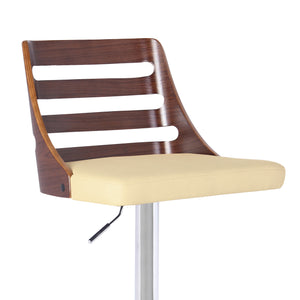 Homeroots 24" Cream And Silver Faux Leather And Iron Low Back Adjustable Height Bar Chair   477246