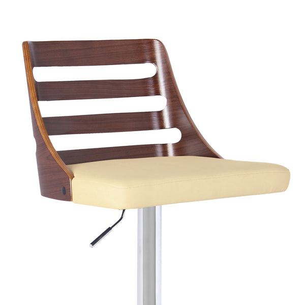 Homeroots 24" Cream And Silver Faux Leather And Iron Low Back Adjustable Height Bar Chair   477246