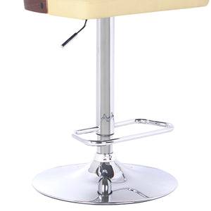 Homeroots 24" Cream And Silver Faux Leather And Iron Low Back Adjustable Height Bar Chair   477246