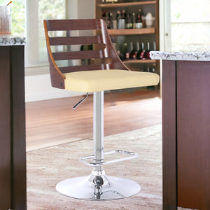 Homeroots 24" Cream And Silver Faux Leather And Iron Low Back Adjustable Height Bar Chair   477246