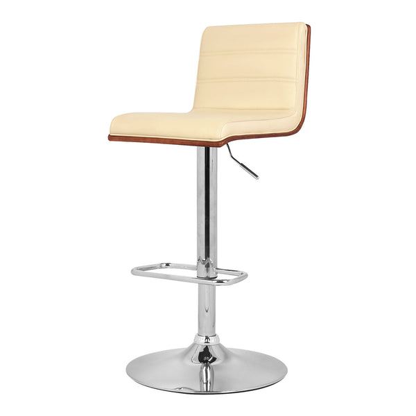 Homeroots 23" Cream And Silver Iron Swivel Low Back Adjustable Height Bar Chair   477248