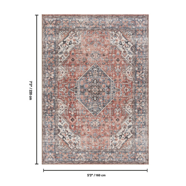 English Elm Majestic Medallion Polyester Area Rug Turkish Low Pile Stain Resistant Living Room B186P428882