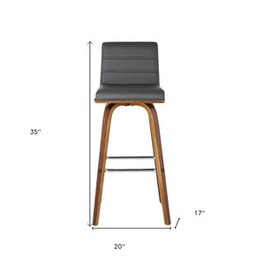 HomeRoots 26" Modern Gray Swivel Bar Chair with Solid Wood Frame - Stylish Low Back Design for Comfort & Style 477254