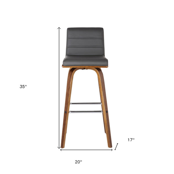 HomeRoots 26" Modern Gray Swivel Bar Chair with Solid Wood Frame - Stylish Low Back Design for Comfort & Style 477254