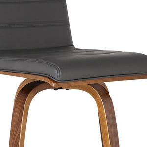 Homeroots 26" Gray And Brown Fabric And Solid Wood Low Back Counter Height Swivel Bar Chair   477254