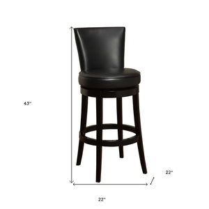 Homeroots 30" Black Solid Wood Swivel Bar Height Bar Chair   477258