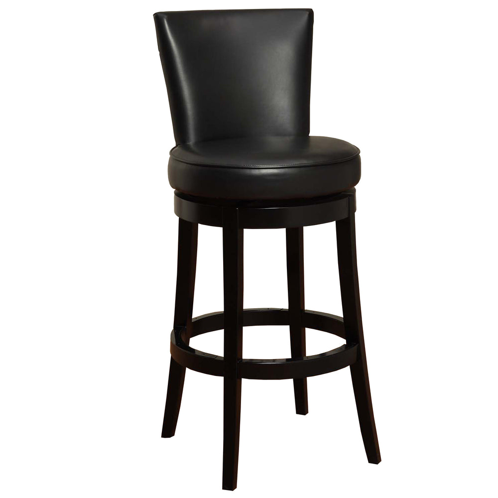 Homeroots 30" Black Solid Wood Swivel Bar Height Bar Chair   477258