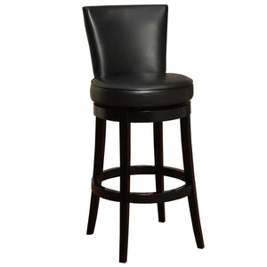 Homeroots 30" Black Solid Wood Swivel Bar Height Bar Chair   477258