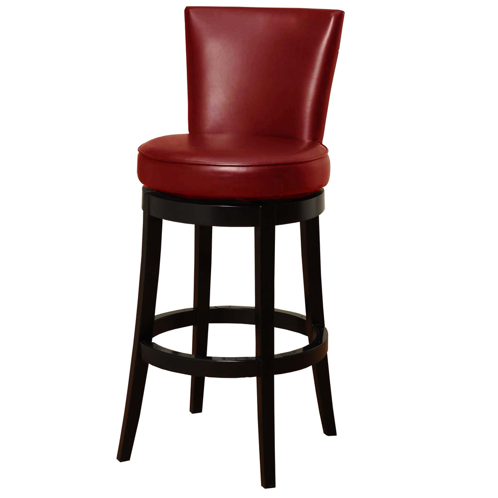 Homeroots 26" Red And Black Solid Wood Swivel Counter Height Bar Chair   477259