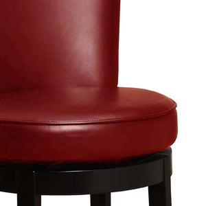 Homeroots 30" Red And Black Solid Wood Swivel Bar Height Bar Chair   477260