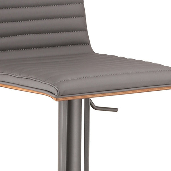 Homeroots 22" Gray Iron Swivel Low Back Adjustable Height Bar Chair   477265