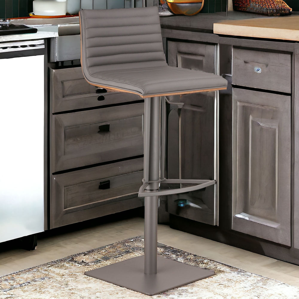 Homeroots 22" Gray Iron Swivel Low Back Adjustable Height Bar Chair   477265