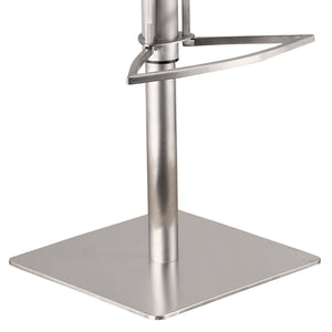 Homeroots 22" White And Silver Iron Swivel Low Back Adjustable Height Bar Chair   477267