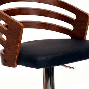 Homeroots 25" Black And Silver Iron Swivel Low Back Adjustable Height Bar Chair   477269