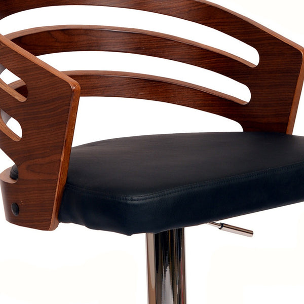 Homeroots 25" Black And Silver Iron Swivel Low Back Adjustable Height Bar Chair   477269